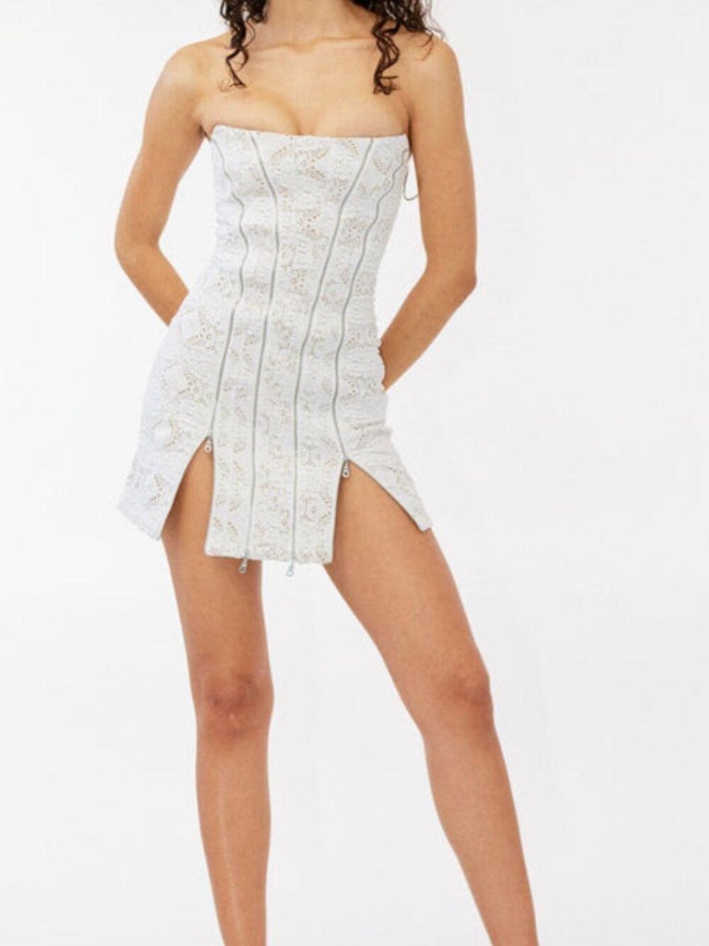 With Jean Mirabel Dress in White Lace - Size S